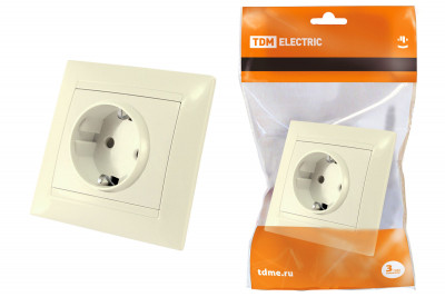 Розетка 2П+З 16А 250В с защ. шт. сл. кость "Лама" TDM Electric, SQ1815-0111