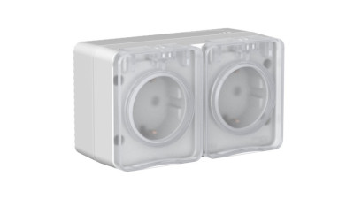 ATN543026 - ATLASDESIGN PROFI IP54 О/У РОЗЕТКА двойная с заземлением со шторками, 16А, СЕРЫЙ, Systeme Electric