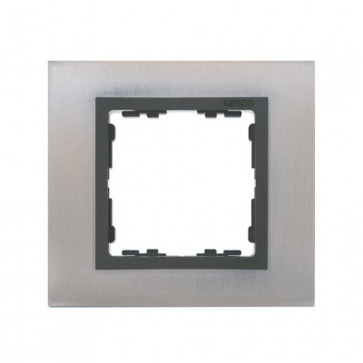 Simon S82N Рамка 1-ная, нерж.сталь - графит (металл им.), 82817-37