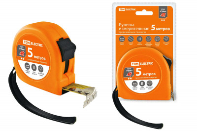 Рулетка, длина 5 м, стальная лента, ширина 19 мм, прорезиненное покрытие, магнит, "Рубин" TDM Electric, SQ1018-0106