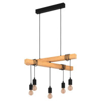 43629 Подвесной потолочный светильник (люстра) TOWNSHEND, 5Х60W, E27, L700, B390, H900, сталь/дерево