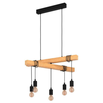 43629 Подвесной потолочный светильник (люстра) TOWNSHEND, 5Х60W, E27, L700, B390, H900, сталь/дерево