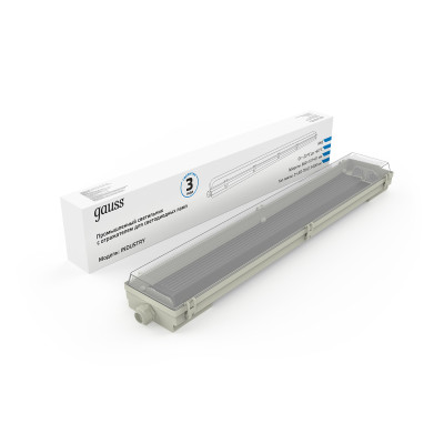 Влагозащ св-к с отражателем Gauss СПП-Т8-G13 INDUSTRY 660*107*61мм IP65 для LED ламп 2х600мм 1/8, 909410260