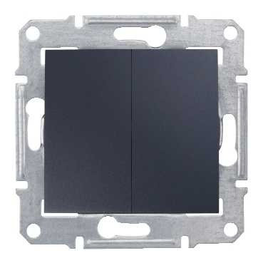 SDN0300170 - SE Sedna Графит Выключатель 2-клавишный 10A, 250В (cx.5), Schneider Electric