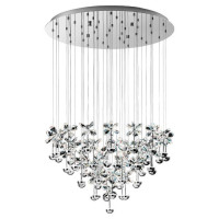 93661 Светодиод. подвес PIANOPOLI, 43х2,5W(LED), ?780, H1100, нерж. сталь, хром/хрусталь,прозрачный