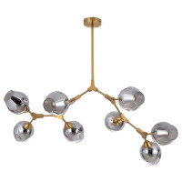 Arte Lamp YUKA, Люстра, цвет арматуры - ПОЛИРОВАННАЯ МЕДЬ, цвет плафона/декора - ДЫМЧАТЫЙ, 8х60W E27, A4103SP-8PB