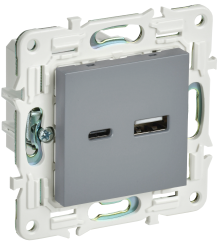 SKANDY Роз. USB A+C 18Вт SK-R13Gr сер. IEK, SK-U22-018-K03