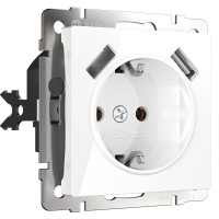 Werkel W1171501/ Розетка с заземлением, шторками и USBх2 (белый), a051141
