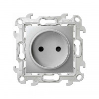 Simon Розетка без заземления со шторками 2Р 16A 250В~ цвета алюминий S24 Harmonie, 2450441-033