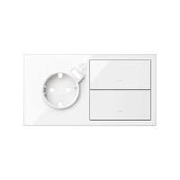 Simon 10020212-130 Кит 2 поста, фронт. Накладка на 1 розетку Schuko с з/у USB SC + 2 клавиши выключателей цвета белый глянец S100