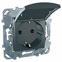 MGU5.037.12TAZD - Unica top розетка с заземлением, со шторками, с крышкой,16а,250в,ip40, графит