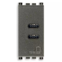 Vimar Зарядное устройство с разъемом USB C+C 5V 3A, на 1 модуль, Metal, 19292.CC.M