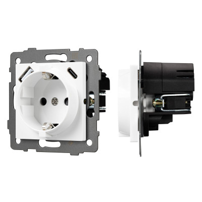 049822 - Механизм розетки с быстрой USB зарядкой SCT-MUAC-PL-WH-V (250V, 16A) (Arlight, -)