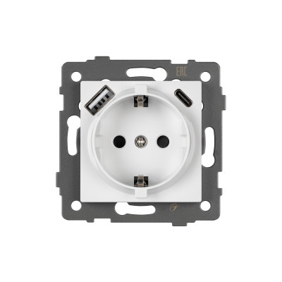 049822 - Механизм розетки с быстрой USB зарядкой SCT-MUAC-PL-WH-V (250V, 16A) (Arlight, -)