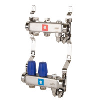 Коллектор без расходомеров, c дренажным краном и краном Маевского, 2 вых., MS.602.06