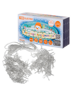 Гирлянда новогодняя "Занавес" 1,5х2,5 м, белый свет, 8 режимов, наружное использование, IP44, TDM Electric, SQ0361-0029