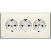 Розетка тройная с заземлением для кабельканалов; слоновая кость, CD523