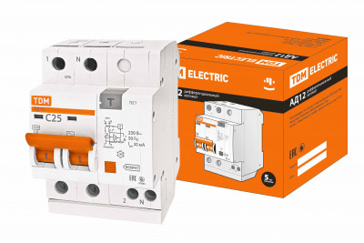 Диф.автомат АД12 2Р 25А  30мА TDM Electric, SQ0204-0011