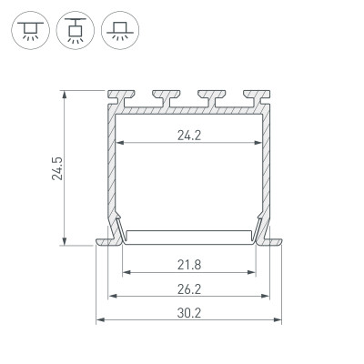 Профиль PLS-LOCK-H25-FS-2000 ANOD (Arlight, Алюминий), 016446
