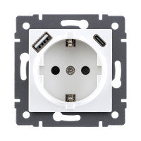 Розетка штепсельная SCHUKO 16A/250 В с USB A+C 20W, белый Kollinger REA-004WH для Aspekt, Eleganz, Reflex Розетка штепсельная SCHUKO 16A/250 В с USB A+C 20W, белый Kollinger REA-004WH для Aspekt, Eleganz, Reflex
