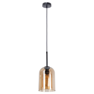 Arte Lamp PAIO, Подвес, цвет арматуры - черный, цвет плафона/декора - ЯНТАРНЫЙ, 1х60W E14, A7015SP-1BK
