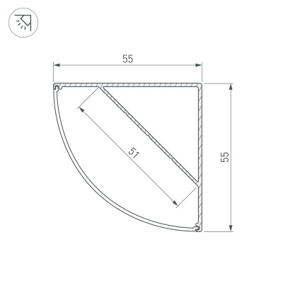 Профиль KANT-H55-2000 ANOD (Arlight, Алюминий), 044578
