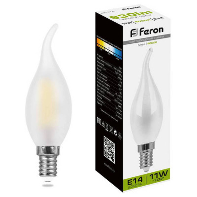 Лампа светодиодная, (11W) 230V E14 4000K матовая, LB-714, Feron 38011