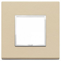 Vimar Накладка Eikon Evo на 2 модуля, натуральная кожа кремовая, 21642.21
