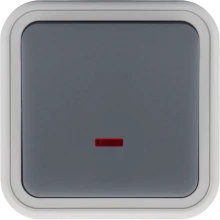 Donel W55 Выключатель звонкового типа 1-кл. накладной, с подсв., серый, IP55, серия (тип) DIP55, DIP35140