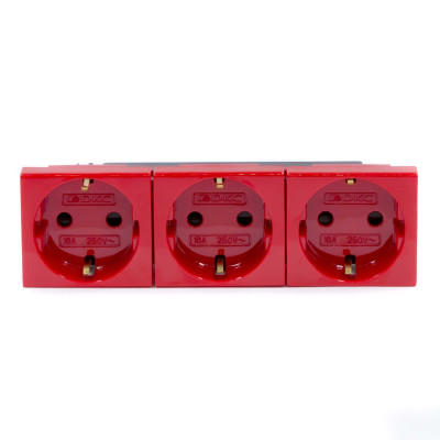 ДКС Тройная розетка Viva красная, 45013