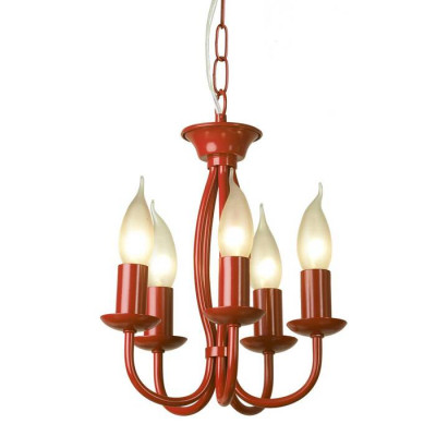 LUSSOLE CONGRESS Люстра подвесная, цвет основания - красный, 5x60W E14, LSP-9915