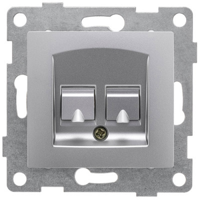 GUSI Ugra МЕХАНИЗМ розетки телефонной RJ12, двойной, скрытая установка. Цвет серебро., С11Т2-004