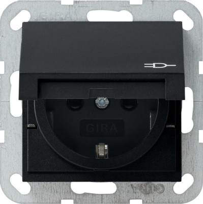 0414005 Gira Розетка c з/к, крышкой, с затвором (shutter) и символом