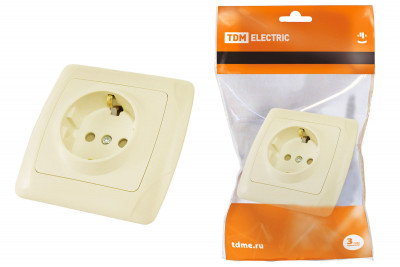 Розетка 2П+З 16А 250В с защ. шт. сл. кость "Онега" TDM Electric, SQ1805-0040