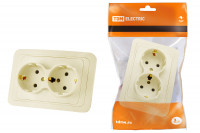 Розетка двойная 2П+З 16А сл. кость "Валдай" TDM Electric, SQ1804-0110