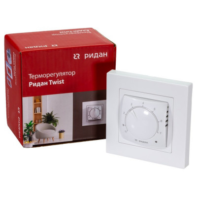 Терморегулятор Ридан Twist, с датчиком пола, белый, 16А , 21RT0101R