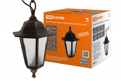 Светильник садово-парковый НСУ 06-60-001 шестигр., подвес, пластик, расс.пластик, бронза TDM Electric, SQ0330-0773