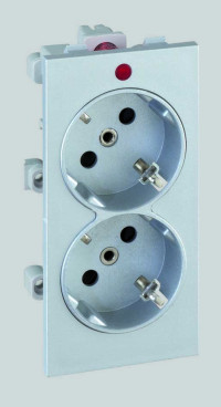 Simon SConnect Розетка двойная 2К+З, 16А 250В, CIMA-модуль 52x108 мм, алюминий, S1-8