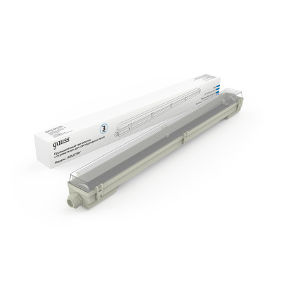 Влагозащ св-к с отражателем Gauss СПП-Т8-G13 INDUSTRY 660*70*61мм IP65 для LED ламп 1х600мм 1/12, 909410160