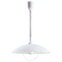 96474 Подвес ALVEZ с рег. высоты, 1х60W(E27), ?420, H1100, пластик, белый/стуктурн. стекло, белый, п