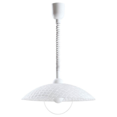 96474 Подвес ALVEZ с рег. высоты, 1х60W(E27), ?420, H1100, пластик, белый/стуктурн. стекло, белый, п