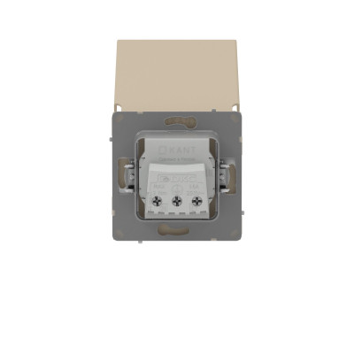 DKC KANT Розетка силовая, 2P+E, с з/ш, с крышкой, IP44, ванильный марципан, 7015013