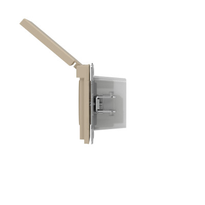 DKC KANT Розетка силовая, 2P+E, с з/ш, с крышкой, IP44, ванильный марципан, 7015013