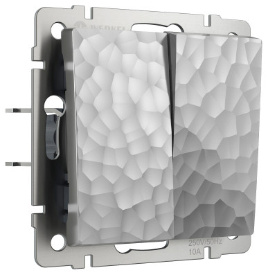 Werkel W1220006/ Выключатель двухклавишный (hammer серебряный), a052083