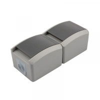 Блок вертикальный 2 розетки (керамика) INDUSTRIAL IP54 с/з, о/у, серый KRANZ, KR-78-0616