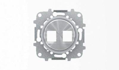 8618.2 CR - Накладка для 2-х суппортов/разъёмов типа 2017... или 2018..., со стальным суппортом, серия SKY Moon, кольцо хром - 2CLA861820A1401