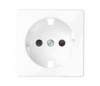 Simon Накладка со шторками для розетки с заземлением Schuko 2Р+Е белого матового цвета S82 Concept, 8200041-090