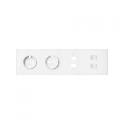 Simon 10020403-230 Кит 4 поста, фронт. Накладка на 2 розетки Schuko + 2 з/у USB SC + 2 розетки RJ45 цвета белый матовый S100