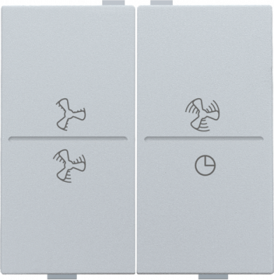 Niko Серебро Накладка на радиокнопку с обозначением вентилятора, двухклавишная, 121-00013