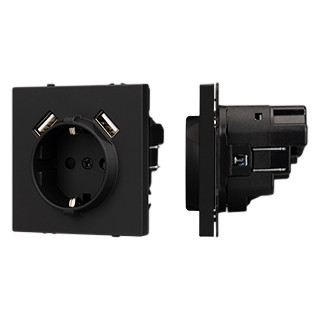 054289 - Механизм розетки с USB зарядкой SCT-NOBE-MUAA-SFPL-BK (230V, 16A) (Arlight, -)